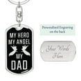 thumbnail image 2 of My Hero My Angel My Dad Stainless Steel or 18k Gold Premium Swivel Dog Tag Keychain, 2 of 10