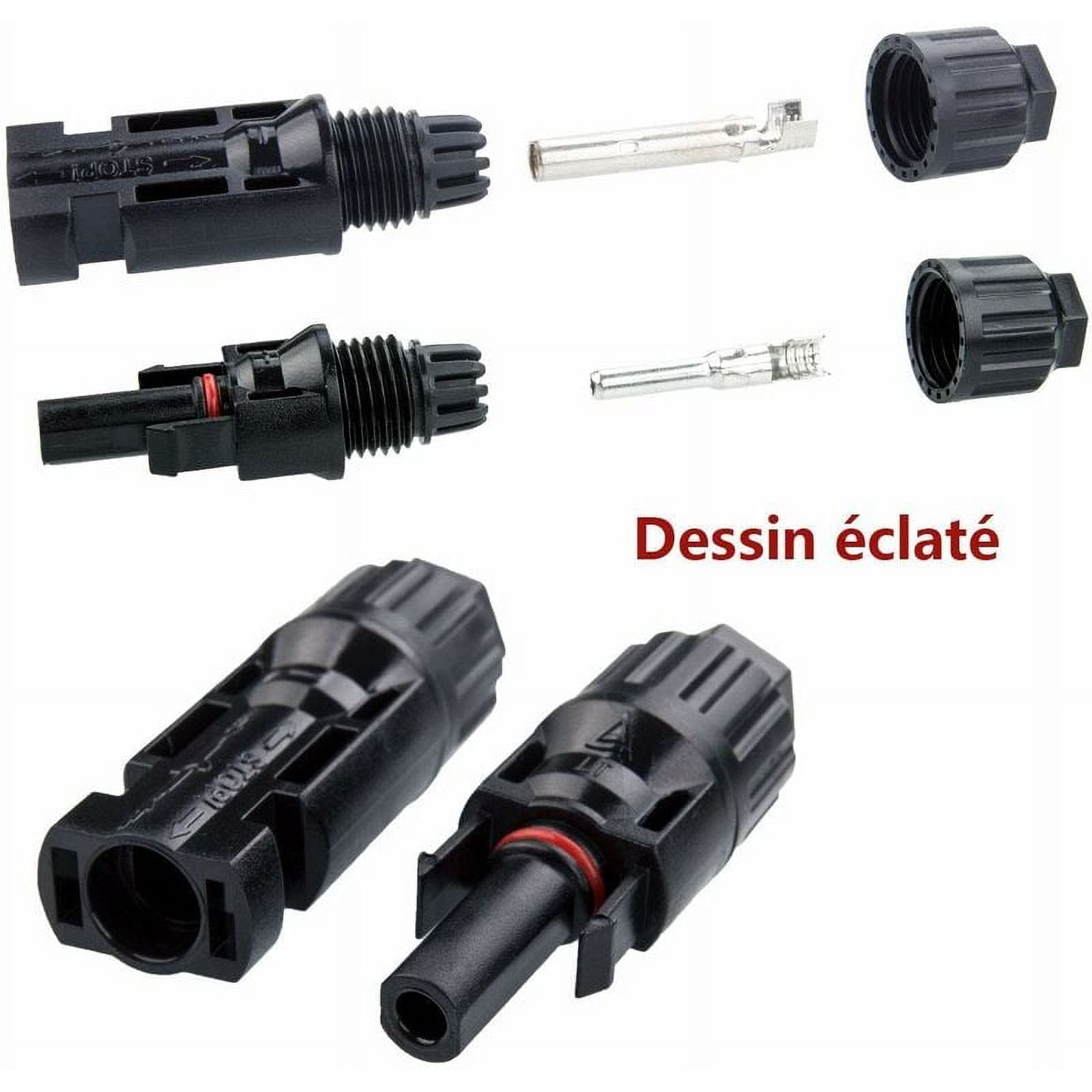 10 Pairs Mc4 Male/Female Connector For Photovoltaic Systems Solar Panel Cable, Solar Panel Cable Accessories, Waterproof - Black