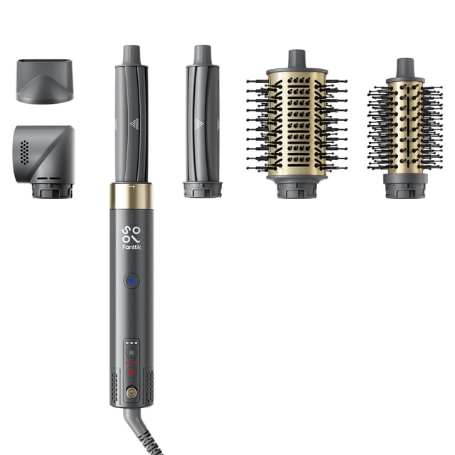 FanttikSolo 6 en 1 AirWave Air Auto Wrap Styler, cepillo secador de pelo iónico para rizar, alisar, dar volumen y secar, multiestilizador de cabello con bolsa de almacenamiento, rizadores, cepillo sua