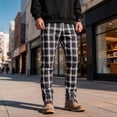 thumbnail image 4 of GINGTTO Men's Stretch Casual Plaid Chino Pants Slim Fit Dress Pants, 4 of 6