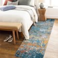 thumbnail image 3 of CAROMIO Modern Abstract Runner Rug Printed Area Rugs Machine Washable Rug Soft Velvet Mat Foldable Accent Rug for Living Room Bedroom Dining Room, 2' x 6' Yellow Blue, 3 of 6