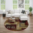 thumbnail image 3 of Contemporary Area Rug (5'3'' Round) Abstract Multi-Color Indoor Round Easy to Clean, 3 of 7