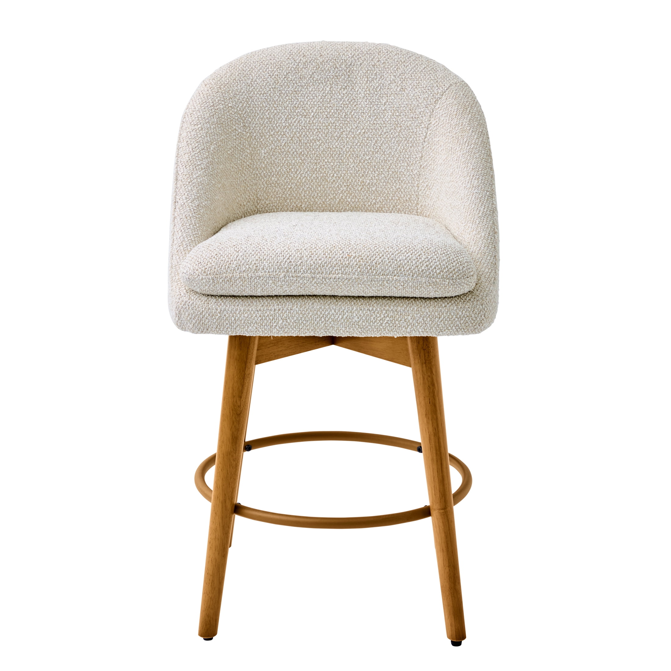 (2 pack) Better Homes & Gardens Mira Swivel Counter Stool, Cream & Light Honey, Set of 2