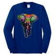 thumbnail image 2 of Wild Bobby, Colorful Rainbow Floral Elephant Animal Lover Mens Long Sleeve Shirt, Royal, Small, 2 of 3