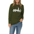 thumbnail image 3 of Oversized Statue of Liberty Skyline Graphic Long Sleeve Crewneck Tee - Army Green XL, 3 of 4