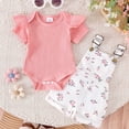 thumbnail image 5 of Toddler Overalls Girls 3-6 Months Kids Girl Summer Clothes Short Sleeve Overall Jumpsuit with Top and Romper Toddler Girl Summer Outfits Set, 5 of 7