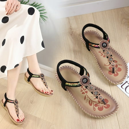 

HIBRO Women s Outdoor Summer Elastic Band Flat Beach Open Toe Breathable Sandals Shoes