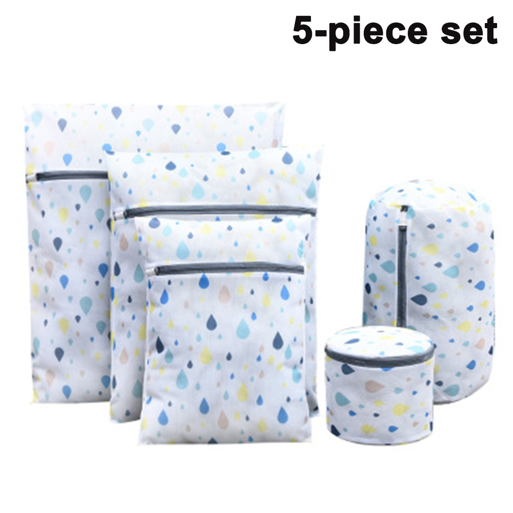 5Pcs Mesh Laundry Bags for Delicates with Cute Prints, Travel Storage
