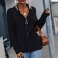 thumbnail image 2 of Fesfesfes Women Sweater Stand-up Collar Long Sleeve Zipper Solid Color Sweater Tee Tops Clearance, 2 of 5