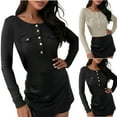 thumbnail image 1 of NJDVHB Blouses d'Hiver pour Femmes, Hauts Tendance pour Femmes, Chandail en Molleton pour Femmes, Mode Décontractée pour Femmes, T-Shirt à Manches Longues Col Rond Uni avec Boutons, Blouse Décontractée, Noir, TTTTG, 1 of 5