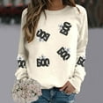 thumbnail image 4 of Spooky Boo Ghost Halloween Sweatshirts for Women 2025 Long Sleeve Crewneck Ghost Graphic Sweatshirt Pullover Tops, 4 of 5