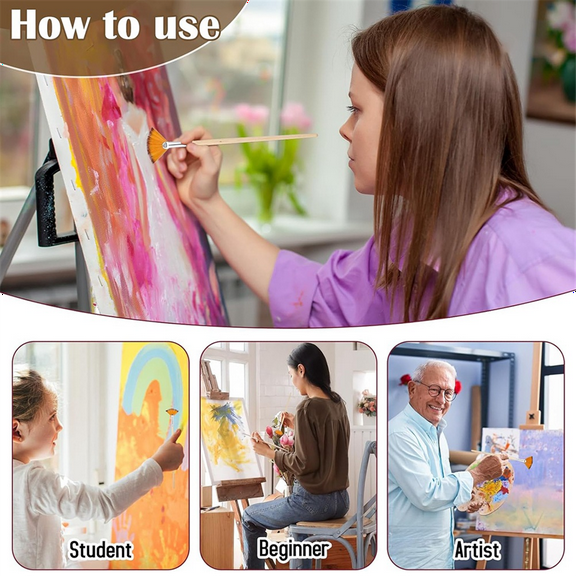 5 Pcs Fan Paint Brushes, Oil Acrylic Paint Brushes, Fan Brush for Painting, Nylon Hair Watercolor Fan Brushes