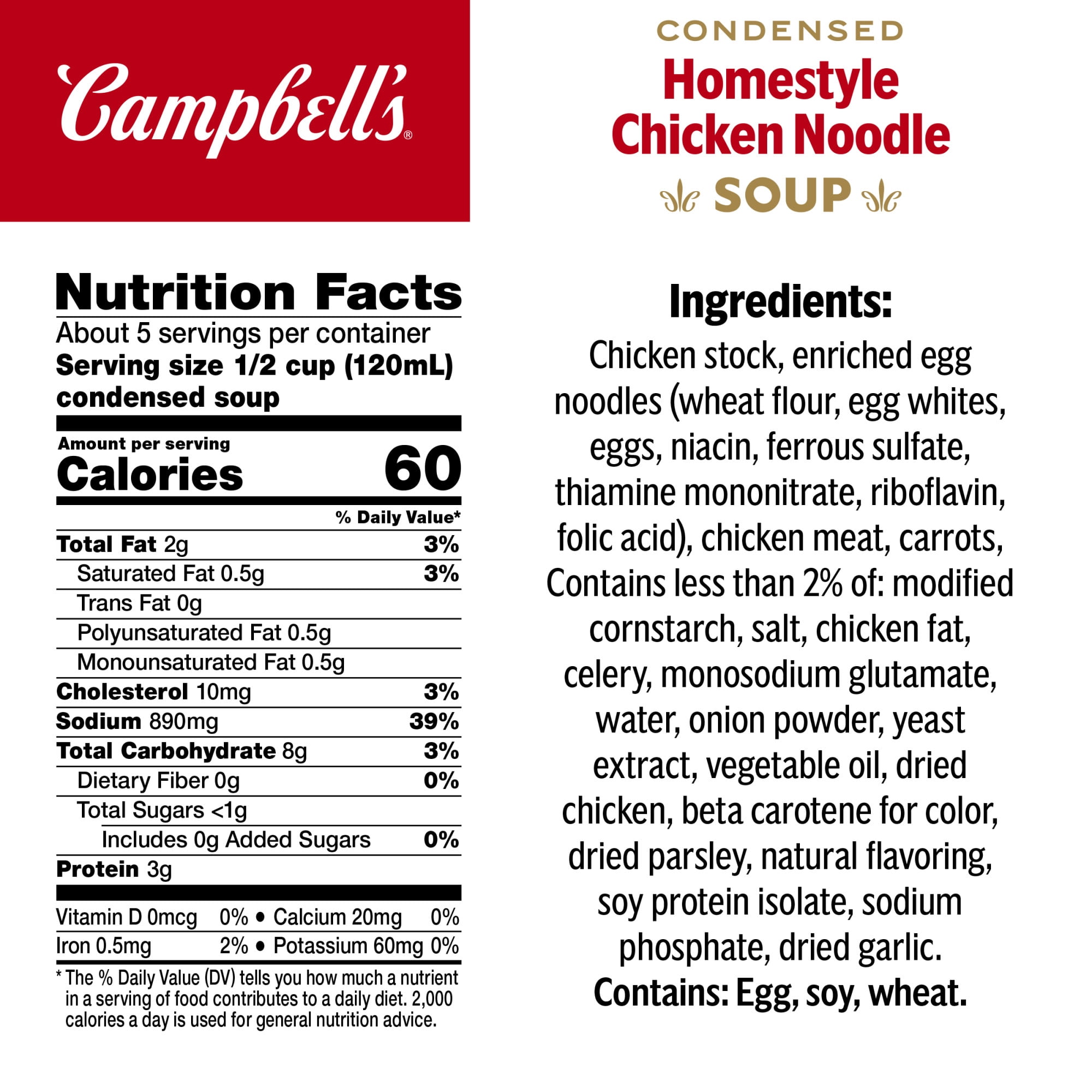 (4 pack) Campbell’s Condensed Homestyle Chicken Noodle Soup, 22.2 oz Family Size Can