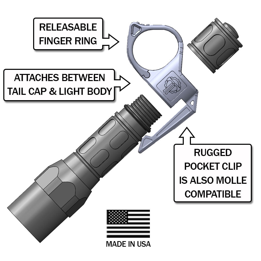 Thyrm SwitchBack Flashlight Ring 2.0 Large, Black, for Better Light Control when Camping, Hiking