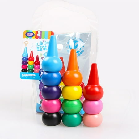 - Children Toddlers 3D-Finger Crayons 12 Colors Paint Crayons Sticks Stackable Toys Color:12 colors