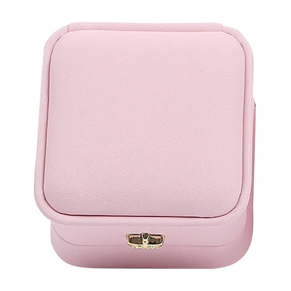 PU Leather Ring Box, Crown Shape Engagement Jewelry Case, Couple Proposal Gift Holder And Display, Ring Box For Wedding Ceremonies And Anniversary Keepsakes(Pink)
