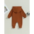 thumbnail image 4 of Bagilaanoe Newborn Baby Girl Boys Fall Hooded Jumpsuits Solid Color Long Sleeve Bodysuit 3M 6M 12M Infant Zip Up One Piece Romper, 4 of 8