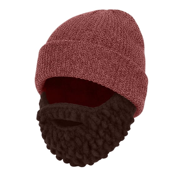 Ticikt Beard Beanie - Original Handmade Knit Hat and Removable Beard,Color:Red