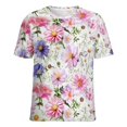 thumbnail image 5 of Floral Colorful Flower T Shirts Basic T-Shirt Short Sleeve Ladies Tee Shirt Summer Graphic Clothing, 5 of 6