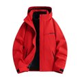 thumbnail image 2 of vokkrv Kids Solid Color Long Sleeve Hoodless Casual Jacket, Thick Warm Zip Outerwear, Simple Fashion Daily Wind Coat for Boys Girls Winter Outdoor Activities Red 7-8Years, 2 of 7