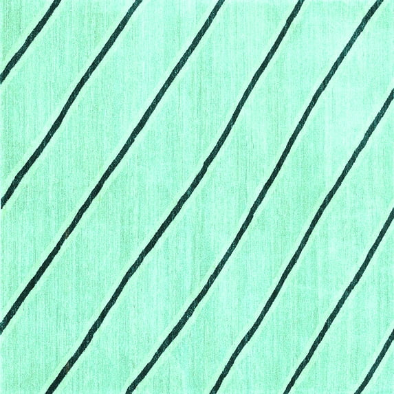 Ahgly Company Machine Washable Indoor Square Solid Turquoise Blue Modern Area Rugs, 8' Square