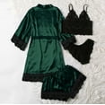 thumbnail image 4 of Batas de mujer de talla grande, lencería de seda, bata de baño de satén, conjunto de cuatro piezas, pijamas para dormir, pijamas para mujer, 4 of 6