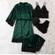 thumbnail image 4 of Batas de mujer de talla grande, lencería de seda, bata de baño de satén, conjunto de cuatro piezas, pijamas para dormir, pijamas para mujer, 4 of 6