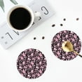 thumbnail image 4 of Lsque Daisies Flowers Pattern 4" Drink Coasters Set of 4, PVC Leather Absorbent Coasters, Table Coaster Set Decorative Coffee Cup Coasters Housewarming Gift -Round Shape, 4 of 6
