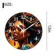 thumbnail image 2 of 12 Inch Wall Clock Battery Operated Silent Clock Decorative for Office, Kitchen, Outdoor, Living Room，African Girl Wearing Glasses Picture, 2 of 4