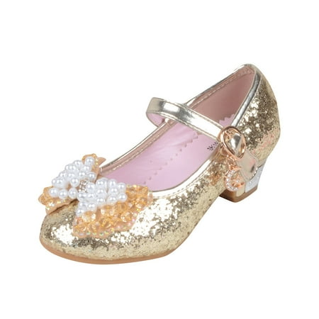 

Kids Pearl Bling Bowknot Single Princess Shoes Sandals