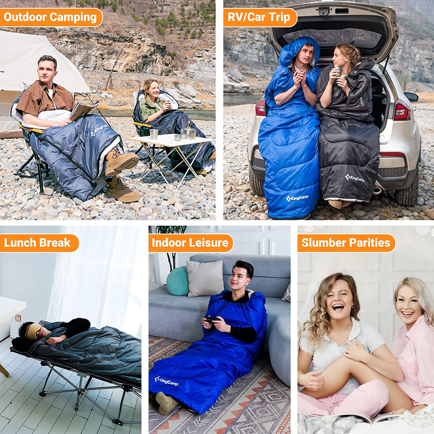 KingCamp Camping Sleeping Bag 3 Season Waterproof Lightweight Sleeping Bag for Adults(Black,26.6℉-53.6℉) - image 5 of 7
