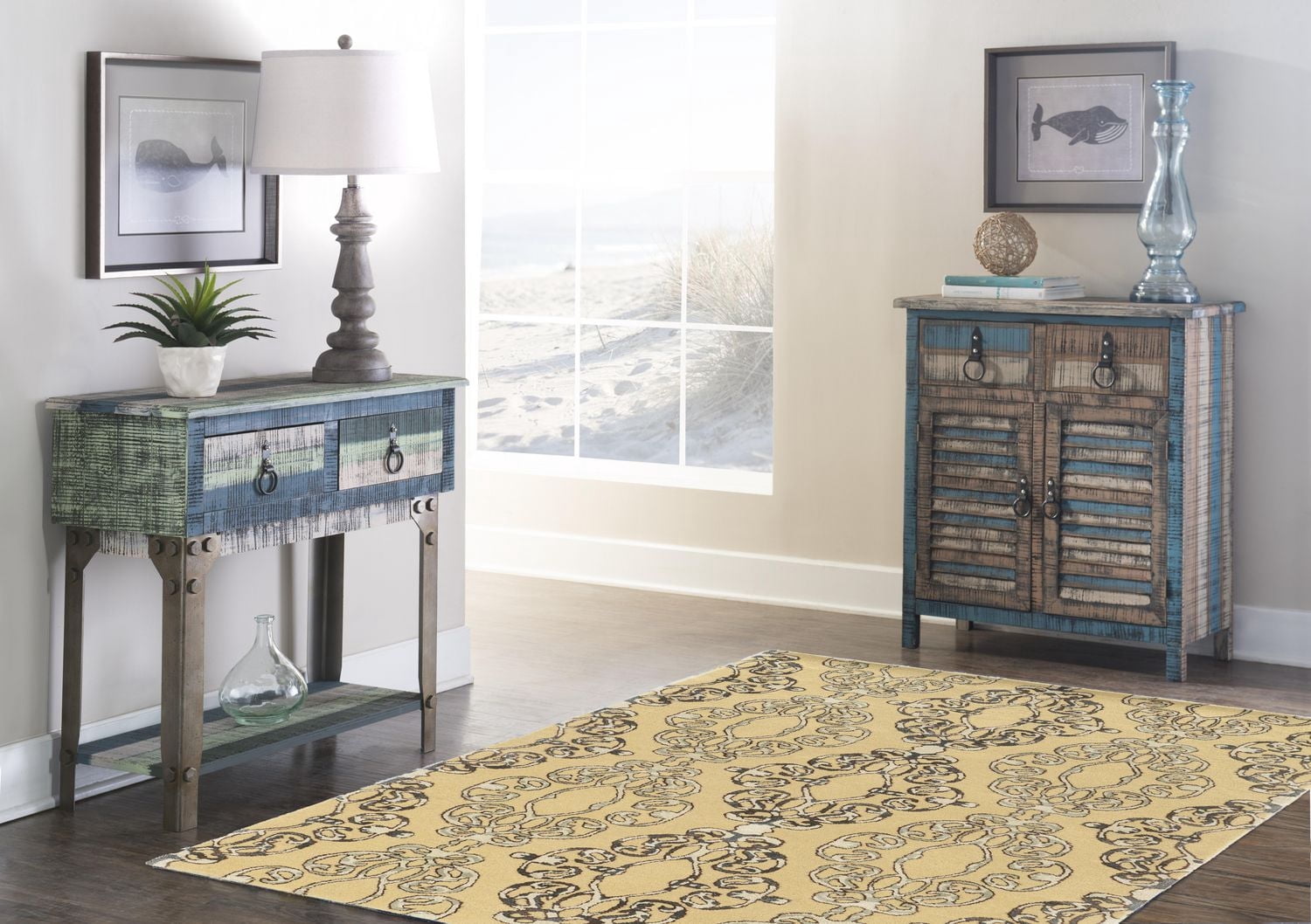 Aspire Wool Cameo Cream & Blue 5' x 8' Area Rug