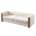 thumbnail image 2 of Velvet Sofa Couch, 3-Seat Tufted Sofa Upholstered Loveseat Sofa Couch with Metal Legs & Round Arm, Modern Sofa Bed for Small Living Room Lounge Apartment Office, 84.25”Lx29.53”Wx27.56”H, White, 2 of 7
