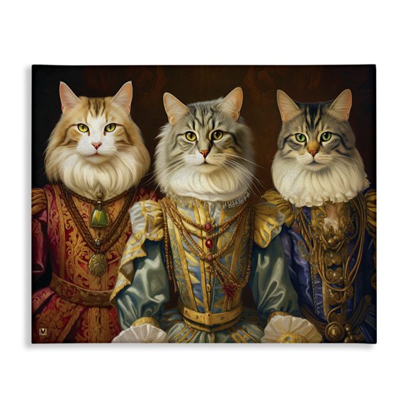 Stupell Industries Eclectic Regal Cat Trio Canvas Art, 30 x 24, by Michael David Ward