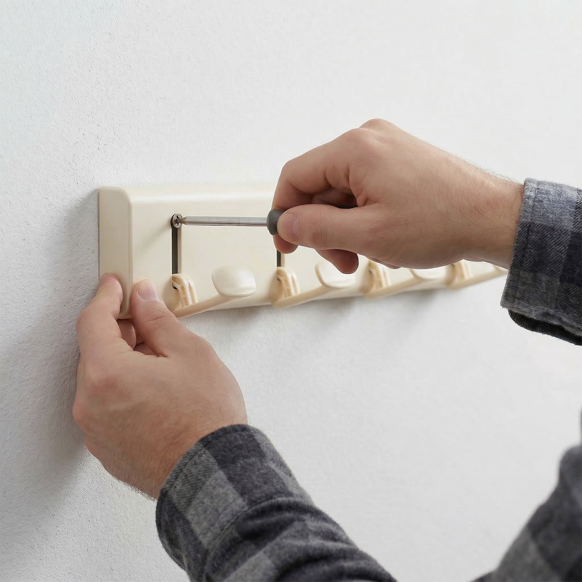 Unique Bargains Coat Rack Wall Mount Aluminum Alloy Hook for Entryway Milk White 11.2*2.2in