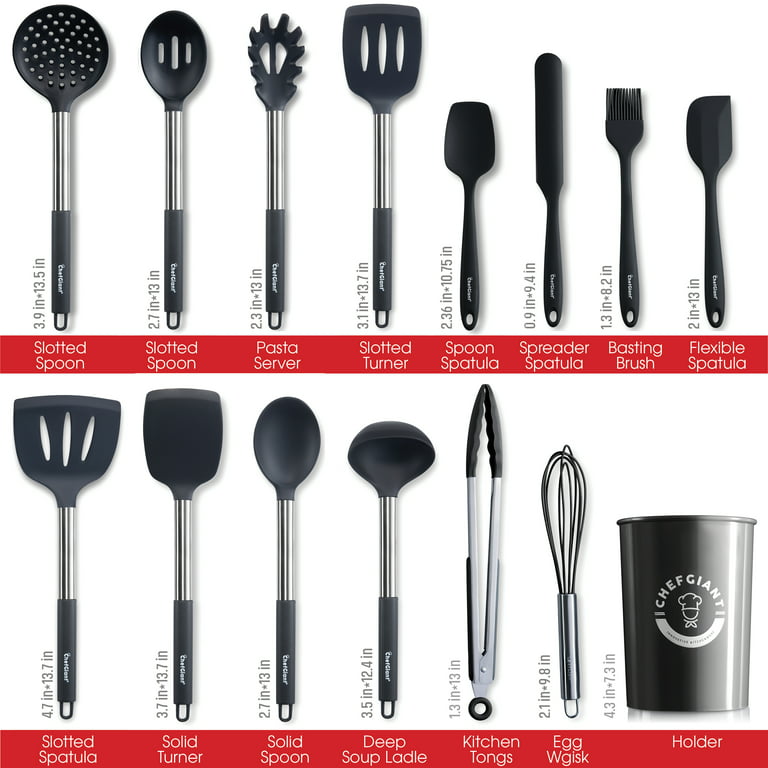 Kitchen Essentials Advanced Silicone Kitchenware Set with Tweezers