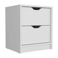 thumbnail image 3 of Double Drawer Nightstand 19"H, Bedside Table, White, 3 of 7