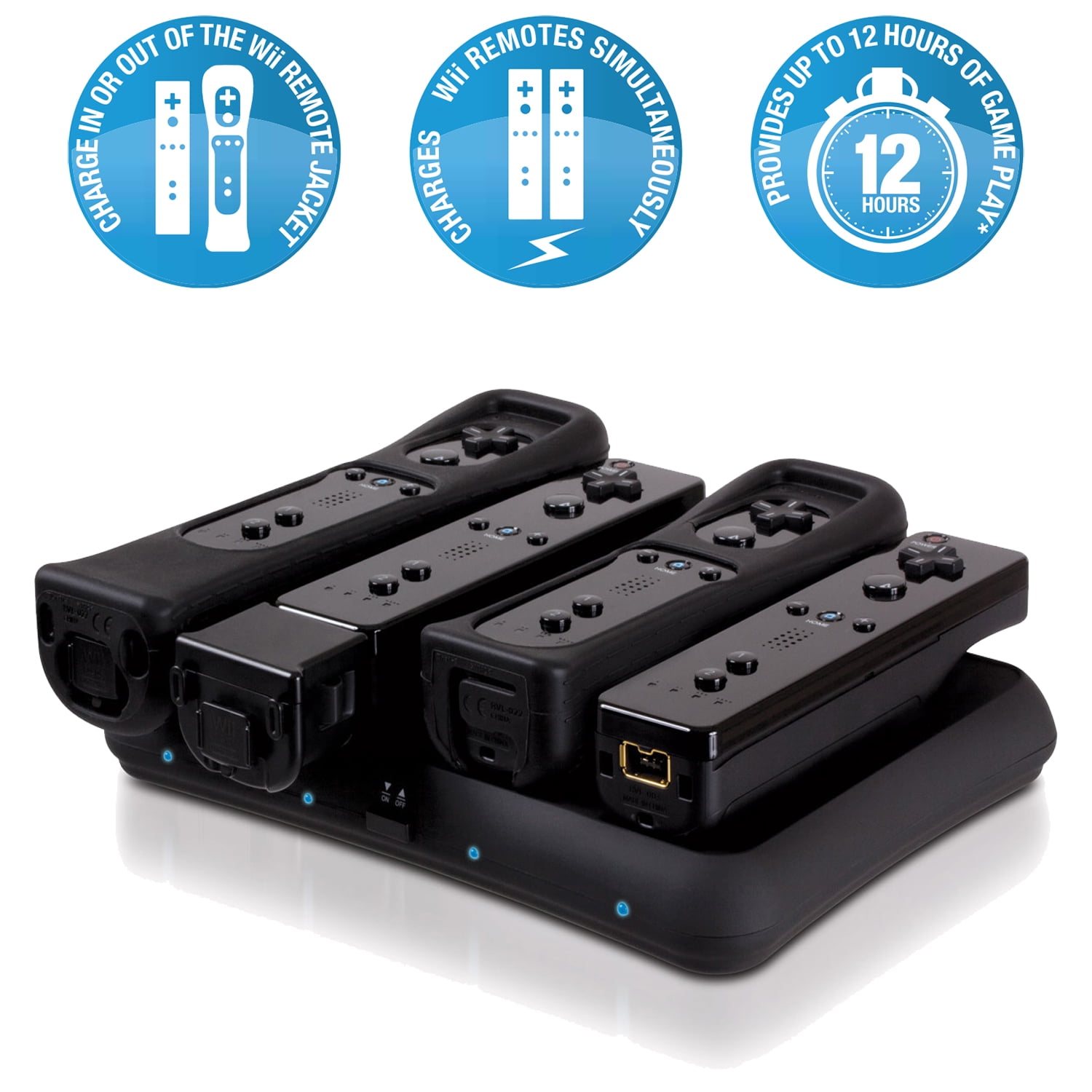 Dreamgear Nintendo Wii & Wii U Controller Quad Wireless Charging Dock Power Base