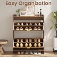 thumbnail image 3 of Erinnyees 39.3"H Shoe Storage Cabinet, Farmhouse Ratten Shoe Cabinet Holder, Freestanding Shoe Organizer, Narrow Shoe Rack for Entryway, Hallway, Walnut, 3 of 7