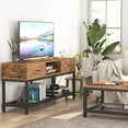 thumbnail image 6 of Tribesigns TV Stand for TVs up to 65", 3-Tier TV Console Table with 2 Drawers and Storage, Entertainment Center, Steel Frame, for Living Room, Bedroom, 60 x15.74 x23.62in, Rustic Brown and Black, 6 of 7