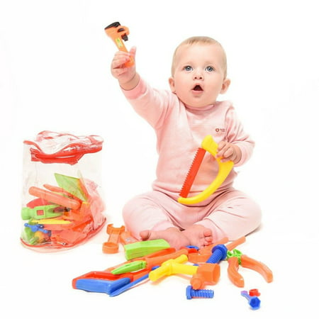 34 Pcs Pretend Tools Toys Plastic Repair Set Baby Kids Boys Craftsman Learn