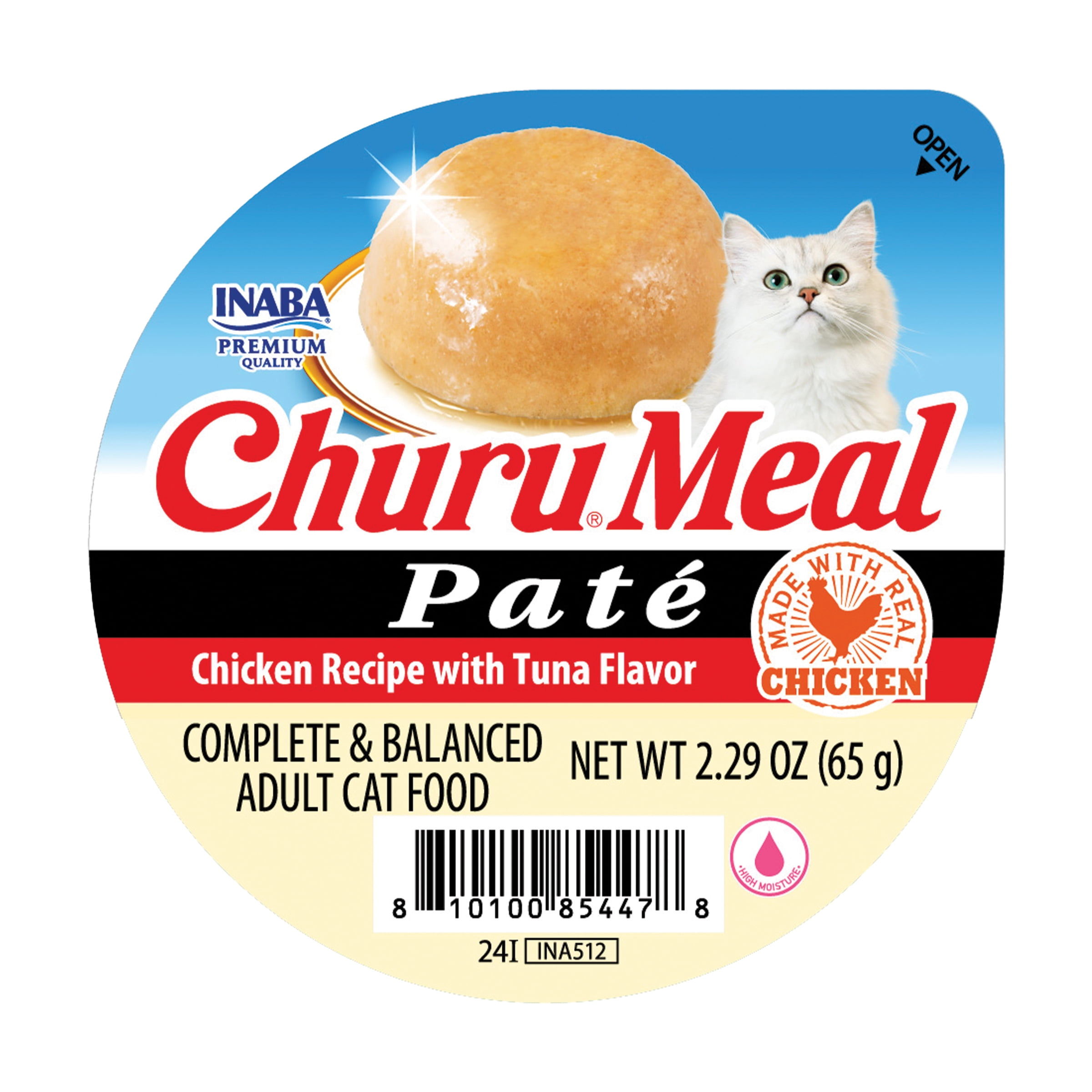 (12 pack) INABA Churu Meal Paté Adult Wet Cat Food, 2.29 oz cup, Chicken Recipe with Tuna Flavor