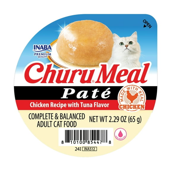 INABA Churu Meal Paté Adult Wet Cat Food, 2.29 oz cup, Chicken Recipe with Tuna Flavor