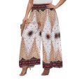 thumbnail image 3 of Beautybatik White Women Wide Leg Palazzo Pants Plus Size Hippie Bohemian Flora Printed 2X, 3 of 5