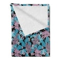 thumbnail image 2 of Floral Soft Flannel Fleece Throw Blanket, Tropical Pattern with Spring Petals and Leaves on Dark Background, Cozy Plush for Indoor and Outdoor Use, 60" x 80", Pale Muave Black, by Ambesonne, 2 of 5