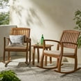 thumbnail image 2 of South Hampton Outdoor Acacia Rocking Chair with Cushion (Set of 2) and Table, Teak Finish, 2 of 17