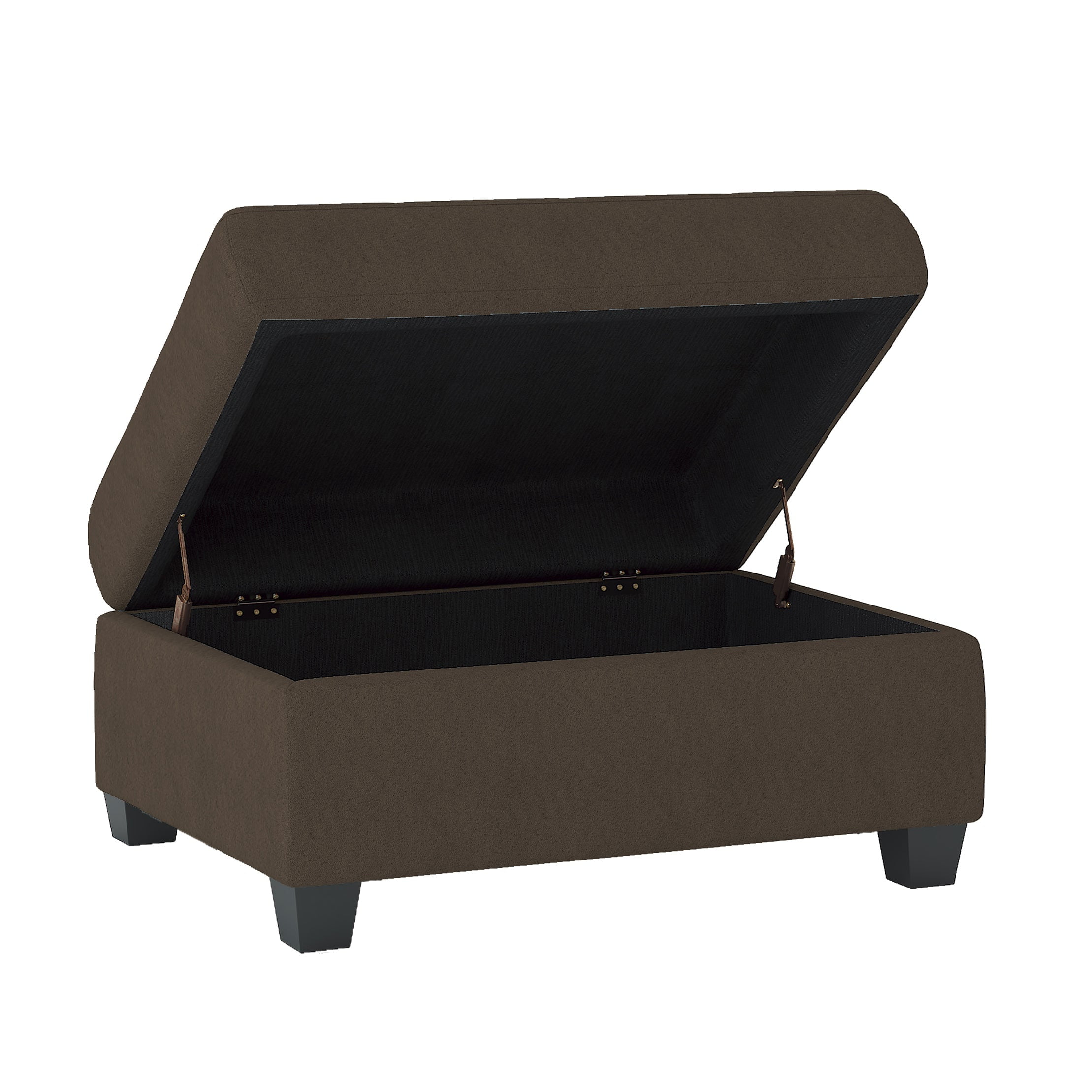 OakvillePark Granby Microfiber Fabric Upholstered Storage Ottoman, Chocolate