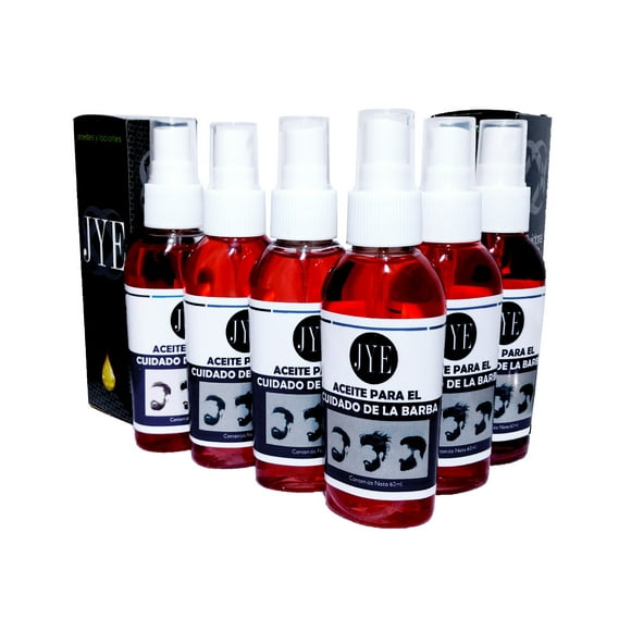 6 Botellas de Aceite Natural JYE para Cuidado de Barba y Bigote 60 ml