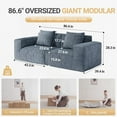 thumbnail image 2 of Modern Minimalist Chenille Fabric Sectional Sofa 220cm for Living Room - Convertible and Comfortable, 2 of 9