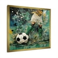thumbnail image 2 of Designart "Abstract Green Soccer Player" Sports Framed Wall Art Decor - Modern White Soccer Hallway Framed Wall Art Decor, 2 of 6